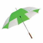 Автоматический зонт с рукояткой из дерева, полиэстер, цвет - белый/зеленый, D=103 cм